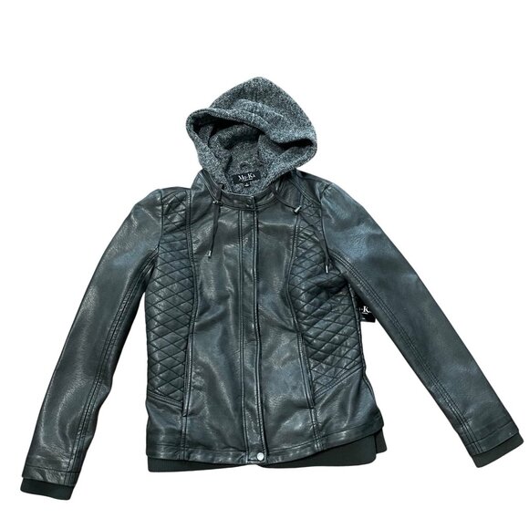 Mo-Ka Stitch Fix Exclusive Womens Quilted Faux Leather Jacket W/Hood Lined NWT - Picture 1 of 8